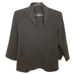 Jennifer Tattanelli Women  Cowl Neck Top Sz 40 US 6 Black‎ Pockets Pullover